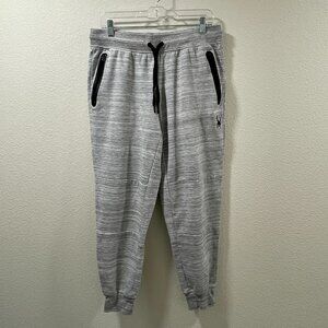 SPYDER Mens/Unisex Fleece Joggers Elastic Waist Front Zippers, Heather Gray - L